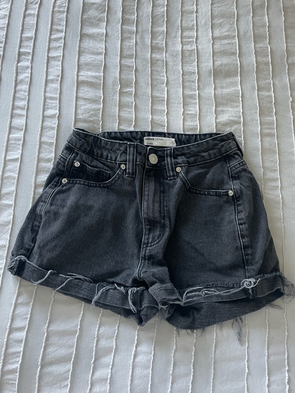 Garage High-Waist Black Denim Shorts